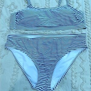Xhilaration Navy and White Striped Kids One Piece